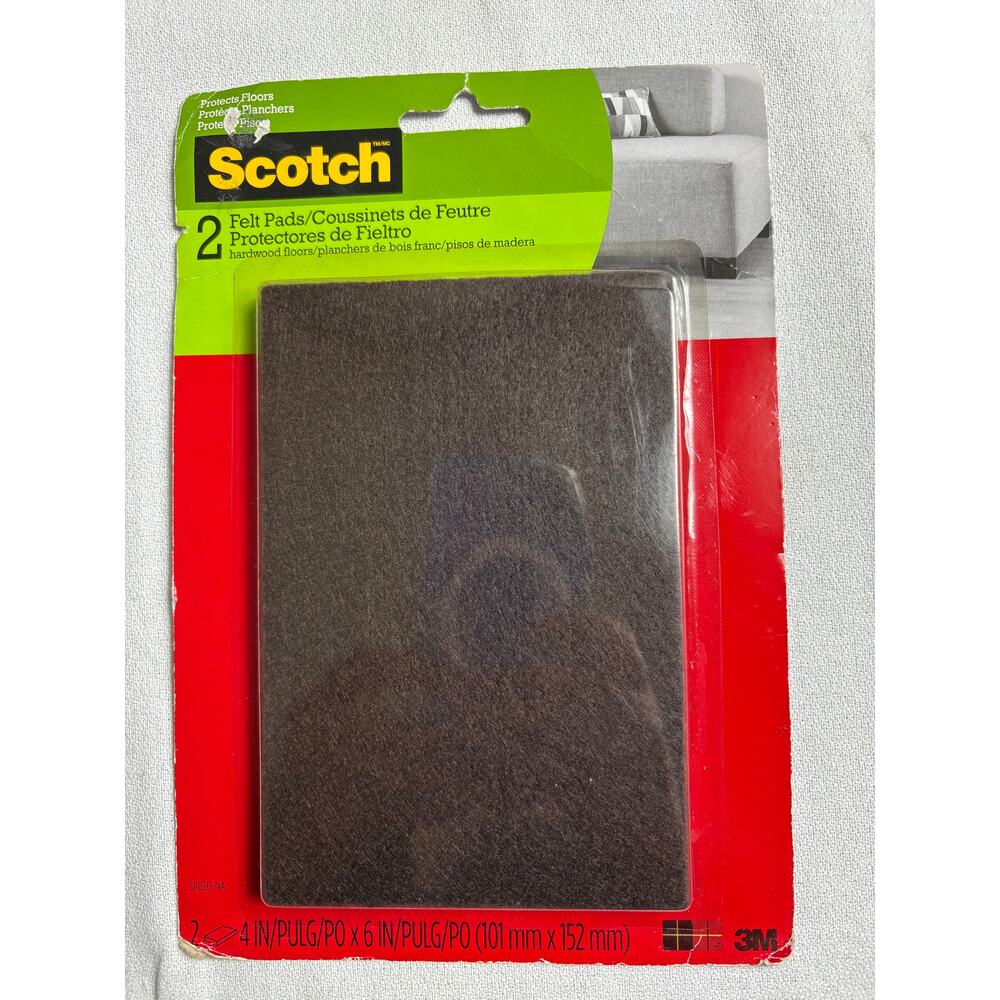 Scotch Felt Pads 4 x 6 In 2 Packages (4 Pads Total) Furniture Floor Protectors